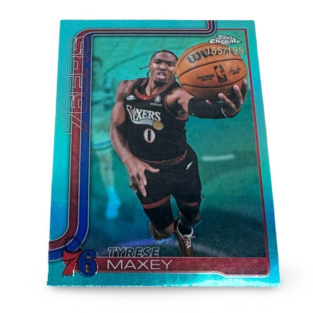 2025-26 Topps Chrome Update Tyrese Maxey 76ers #41 True Aqua Refractor /199